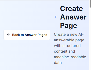Publish toggle switch on the Answer Page form showing Draft (OFF) and Published (ON) states